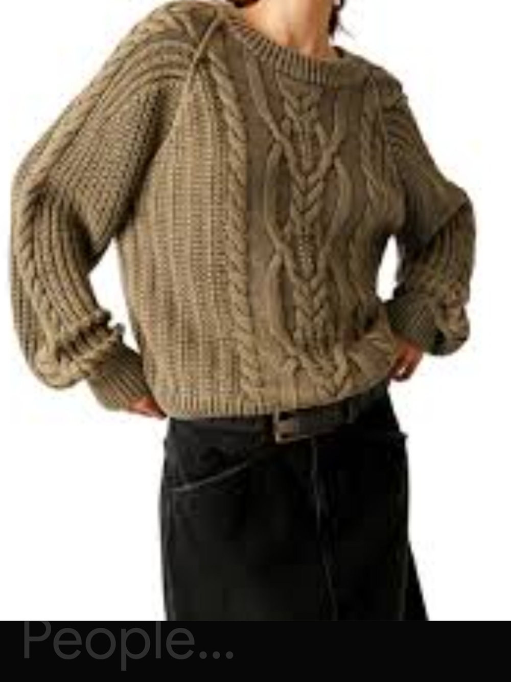 Free People Frankie Cable Knit Sweater - Olive